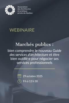 Marchés publics : Guide des services d'architecture