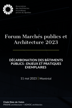 5e Forum Marchés publics et Architecture : décarbonation des bâtiments publics: enjeux et pratiques exemplaires