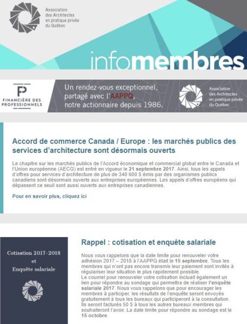 Accord de commerce Canada / Europe | cotisation et enquête salariale | Etc.