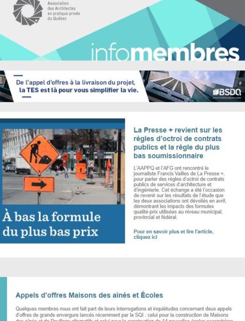 Article La Presse + | Appel d'offres Maisons des aînés et écoles | Vacances | Etc.
