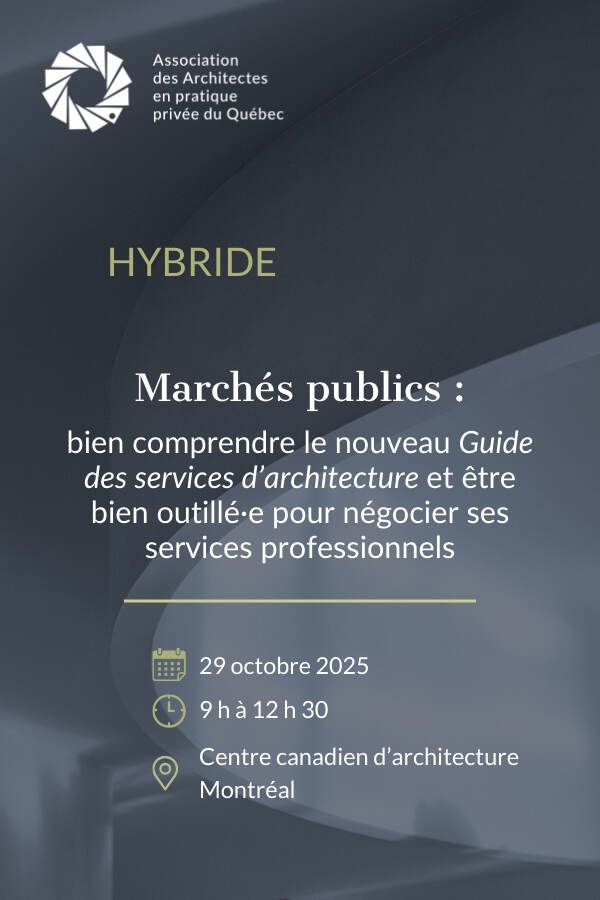 Marchés publics : Guide des services d'architecture